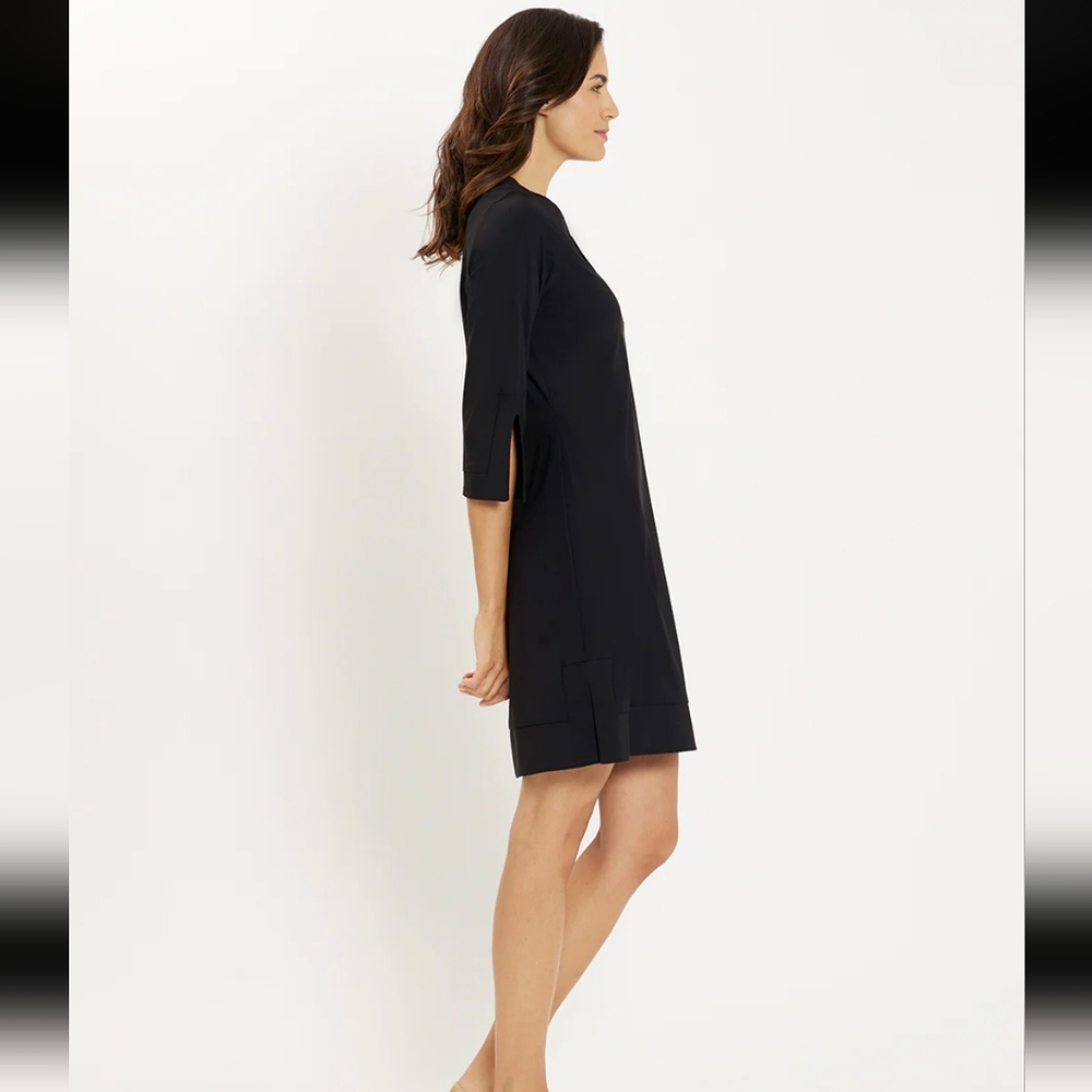 Jude Connally Megan Classic Black Lightweight Judecloth Cloth Dress V Neck - Picture 2 of 8